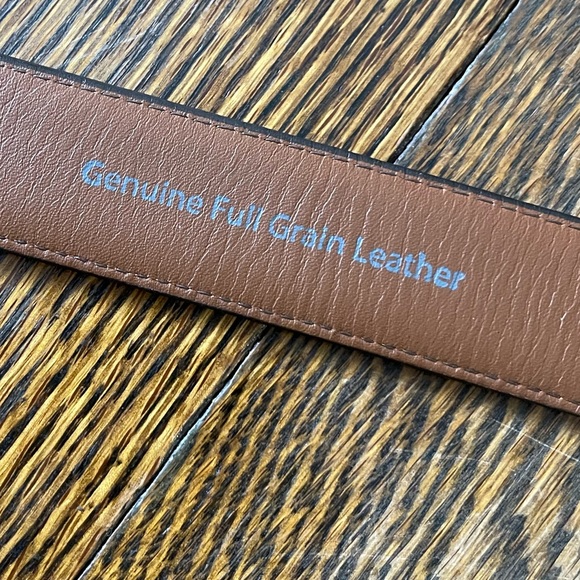 L.L. Bean Men’s XL Leather Belt Brown Leather silver - Picture 6 of 7